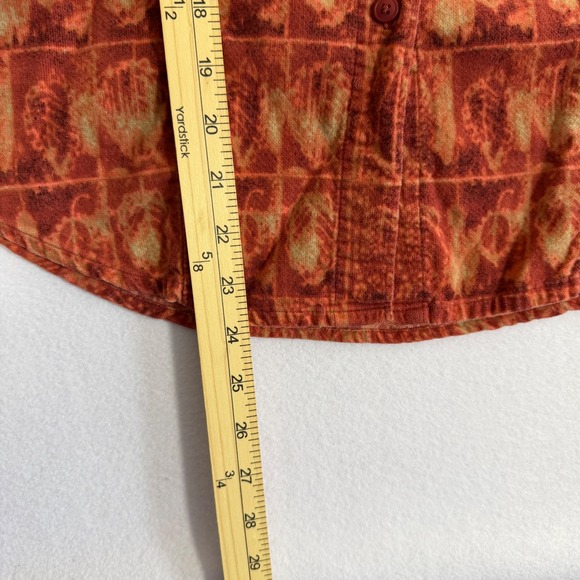 Woolrich Womens Corduroy Button Up Shirt Black Cherry Leaf Print Cotton Small - Picture 5 of 10